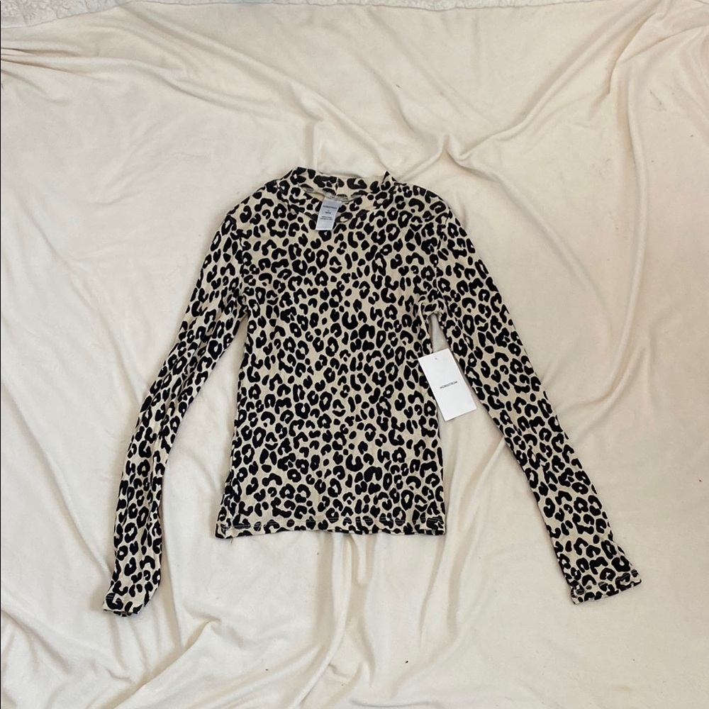 Nordstrom Black and White Fitted Long Sleeve Blouse